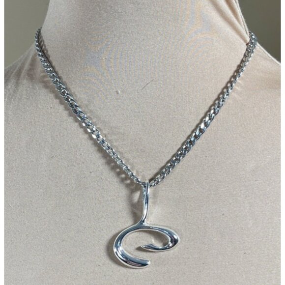 Vintage Premier Pendant Silver Toned Chain Link Modern - Picture 1 of 4